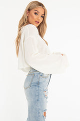 Cream Scoop Neck Knitted Cropped Jumper - Livvy-Crop Jumper
