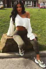 Cream Scoop Neck Knitted Cropped Jumper - Livvy-Crop Jumper