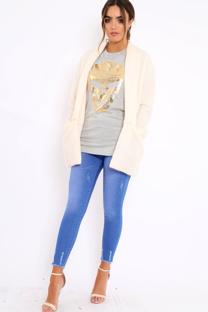 Cream Shimmery Cardigan - Nicky-Knitwear