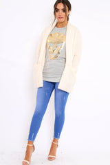 Cream Shimmery Cardigan - Nicky-Knitwear