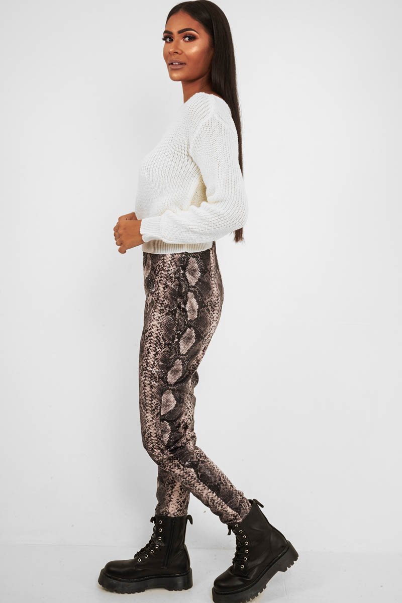 Cream Slash Neck Knitted Jumper - Alessia-Jumper