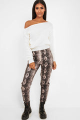 Cream Slash Neck Knitted Jumper - Alessia-Jumper