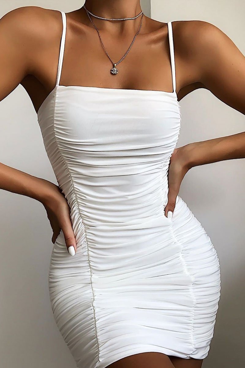 Cream Second Skin Slinky Spaghetti Strap Bodycon Dress from  PrettyLittleThing on 21 Buttons