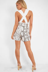 Cream Snake Tie Waist Paper Bag Shorts - Delcie-Shorts