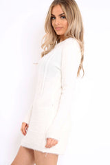 Cream Soft Fur Knit Jumper Dress - Beck-Dresses