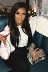 Cream Striped Cropped Batwing Jumper with V neck -Karri-Jumper