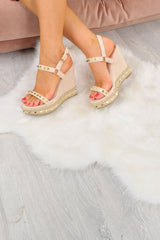 Cream Studded Wedges - Darcy-Wedges