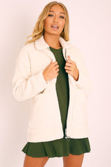 Cream Teddy Zip Jacket - Rien-Jackets