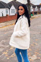 Cream Teddy Zip Jacket - Rien-Jackets