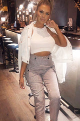 Cream Thick Rib Halter Neck Crop Top - Aariella-Crop Tops