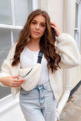 Cream Zip Front Teddy Jacket - Elena-Jackets