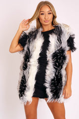 Cream and Grey Faux Fur Gilet - Jordana-Coats