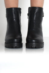 Cynthia Black Suede Snakeskin Boots-Boots