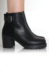 Cynthia Black Suede Snakeskin Boots-Boots