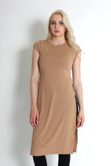 Daphne Camel Side Split Top-Tops