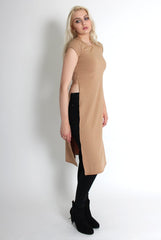Daphne Camel Side Split Top-Tops