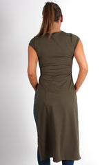 Daphne Khaki Side Split Top-Tops