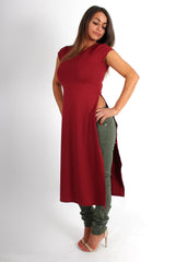 Daphne Wine Side Split Top-Tops