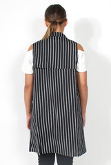 Darcy Black & White Sleeveless Jacket-Jackets