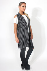 Darcy Black & White Sleeveless Jacket-Jackets