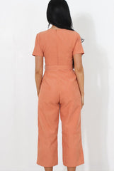 Darcy Orange Culotte Jumpsuit-Jumpsuits
