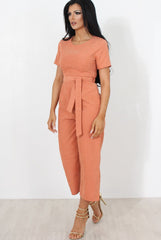 Darcy Orange Culotte Jumpsuit-Jumpsuits