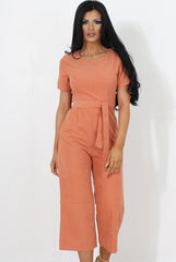 Darcy Orange Culotte Jumpsuit-Jumpsuits
