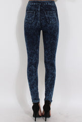 Dark Blue Acid Wash High Waisted Jeans - Janice-Jeans