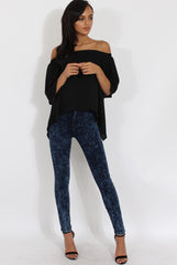 Dark Blue Acid Wash High Waisted Jeans - Janice-Jeans