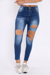 Dark Blue Denim Extreme Rip Skinny Jeans - Saint-Jeans