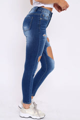 Dark Blue Denim Extreme Rip Skinny Jeans - Saint-Jeans