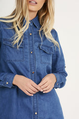 Dark Blue Denim Shirt - Blaine-Dresses