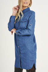 Dark Blue Denim Shirt - Blaine-Dresses