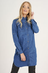 Dark Blue Denim Shirt - Blaine-Dresses