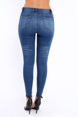 Dark Blue Distressed Jeans - Macy-Jeans