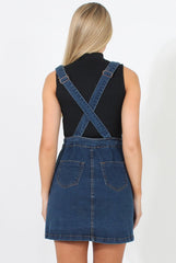 Dark Blue Dungarees Dress - Sunni-Dresses