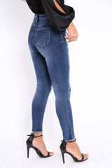 Dark Blue Fishnet Jeans - Malorie-Jeans
