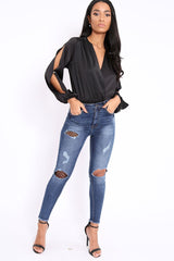 Dark Blue Fishnet Jeans - Malorie-Jeans