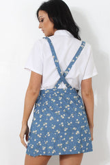 Dark Blue Floral Print Pinafore-Claudeen-Dresses