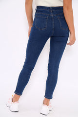 Dark Blue Two Tone Contrast Skinny Jeans - Zakira-Jeans
