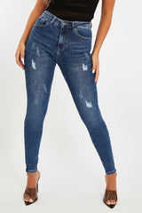 Dark Blue Washed Classic Fit Skinny Jeans - Anaira-Jeans