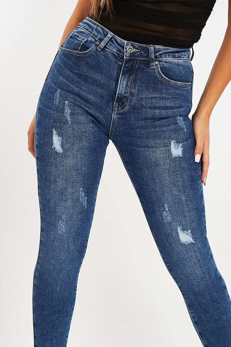 Dark Blue Washed Classic Fit Skinny Jeans - Anaira-Jeans