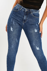 Dark Blue Washed Classic Fit Skinny Jeans - Anaira-Jeans