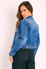 Dark Blue Washed Denim Jacket - Bonnie-Denim Jackets