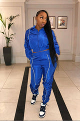 Dark Blue Zip Front Hoodie Cuff Jogger Co-Ord - Kason-Tracksuits