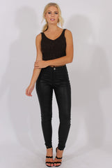 Dark Brown Sparkle Knitted Crop Top - Nigella-Crop Tops