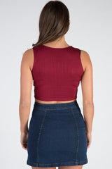 Dark Denim Embroidered Button Up Skirt - Grace-Skirts