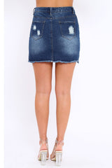 Dark Denim Extreme Distressed Skirt - Harlow-Skirts