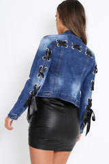 Dark Denim Lace Back Jacket - Kiera-Denim Jackets