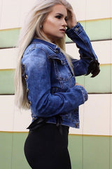 Dark Denim Lace Back Jacket - Kiera-Denim Jackets